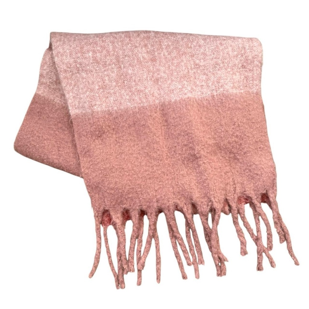 Maurices Pink Colorblock Fringe Scarf